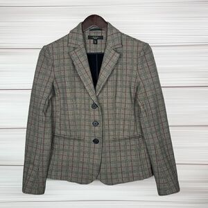Max Mara Weekend Gray Plaid Fitted Blazer Unlined US 6-8
